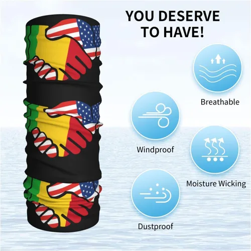 Miniatura 9 de Neck Gaiter Mali Malian American Flag USA Handshake Face Cover Scarf Uv Sun Protection Balaclava Head Mask for Men Women Fishing Mask Hiking Cycling