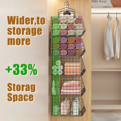 Miniatura 5 de Capacity Upgrade Edition Deeper - Organizador y almacenamiento plegable de armario de 4 pulgadas y 5 niveles, estantes de alambre y estante con 5