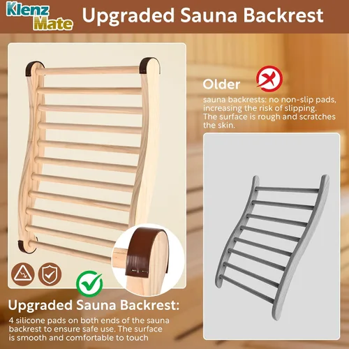 Miniatura 4 de Respaldo de sauna mejorado, accesorios de sauna, diseño en forma de S con silla de sauna con respaldo, con almohadillas antideslizantes, diseño