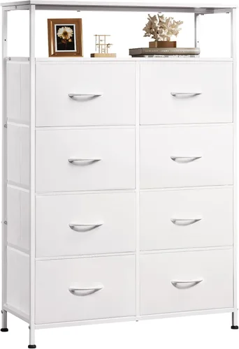 Miniatura 18 de WLIVE - Cómoda de tela para dormitorio, cómoda alta con 8 cajones, torre de almacenamiento con contenedores de tela, cómodas dobles, cómoda
