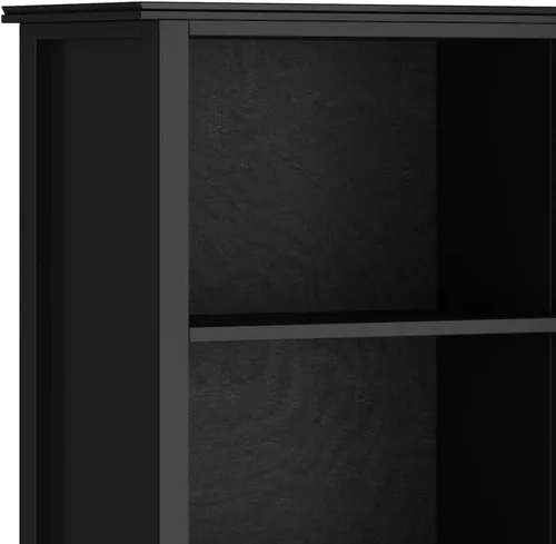 Miniatura 5 de SIMPLIHOME Estantería artesanal de madera maciza de 72 pulgadas de alto y 5 estantes en color negro, almacenamiento contemporáneo para sala