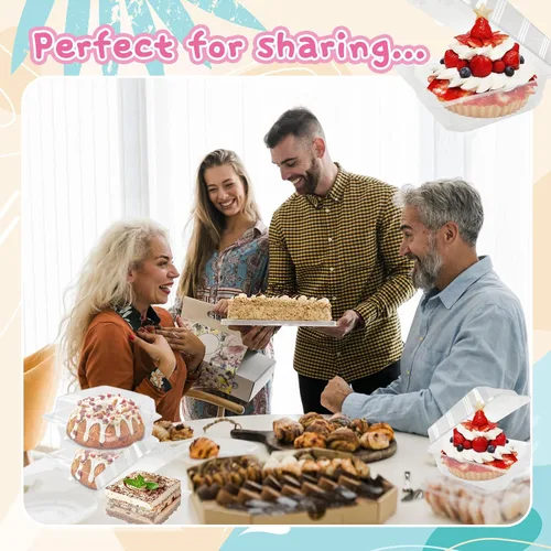 Miniatura 7 de Haawooky 100 Piezas Recipientes de Comida Cuadrados de Plástico Transparente con Bisagras, Bandeja Desechable tipo Concha para Rebanadas de Pastel