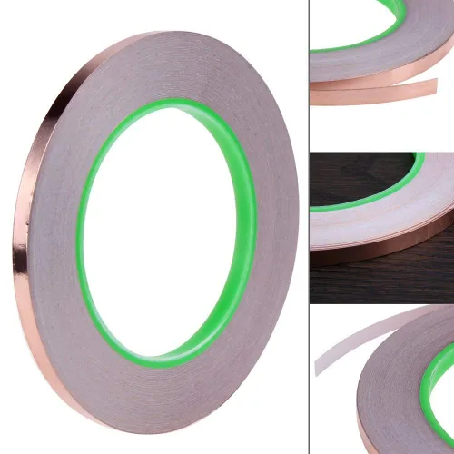 Miniatura 6 de Oubaka Paquete de 2 cintas de cobre (0.5 pulgadas x 66 pies), cinta de cobre conductora de doble cara con adhesivo para blindaje EMI, circuitos