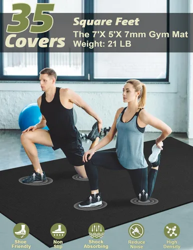 innhom Alfombrilla de ejercicio grande de 6 x 4 pies/7 x 5 pies/8 x 6 pies/9 x 6 pies/10 x 6 pies, tapete de entrenamiento para gimnasio en casa,