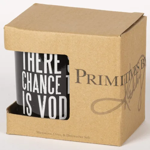 Miniatura 2 de Primitives by Kathy Taza de café de gres blanco y negro, 20 onzas, There's A Chance This is Vodka