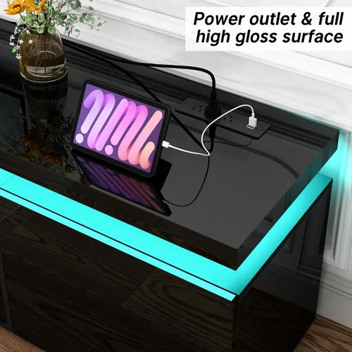 Miniatura 5 de St.Mandyu Soporte de TV con chimenea para TV de 80 pulgadas, soporte de TV LED de 71 pulgadas con chimenea eléctrica de 40 pulgadas y toma