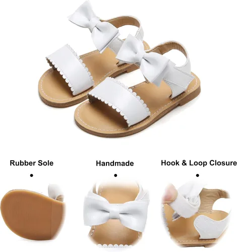 Miniatura 5 de Felix & Flora Sandalias para niña pequeña - Zapatos de vestir para niña de flores, puntera abierta, zapatos planos de verano para niños pequeños