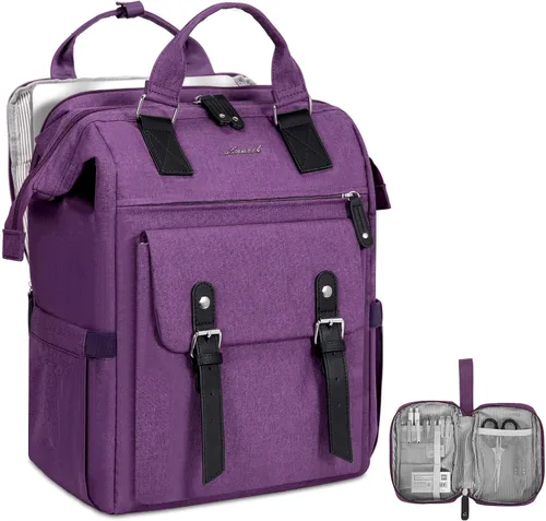 Miniatura 49 de LOVEVOOK - Mochila para laptop de mujer, bolsa de trabajo, viaje, computadora, mochila para maestra o enfermera, bolsa para libros, beige verde