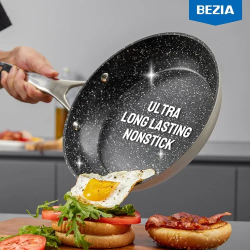 Miniatura 3 de Utensilios de cocina de inducción antiadherentes, juego de ollas y sartenes BEZIA para placa de inducción, compatible con todas las estufas, juego