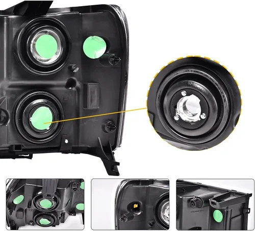 Miniatura 7 de CHEDA Faros delanteros, compatibles con GMC Sierra 1500 2500HD 3500HD 2007-2013, faros delanteros de cristal, lente transparente, carcasa negra
