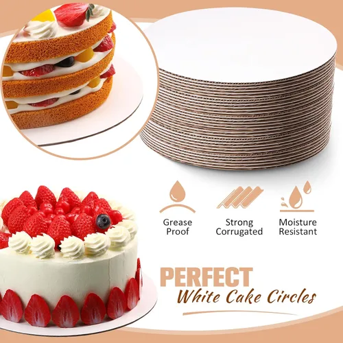 Miniatura 3 de Paquete de 50 tablas para tartas, tableros redondos de cartón blanco, base de cartón circular, base de cartón desechable a prueba de aceite