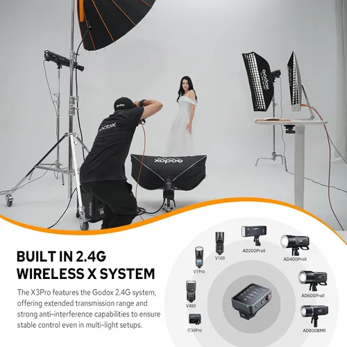 Miniatura 5 de Godox Disparador de flash X3 Pro C X3Pro-C para Canon, pantalla táctil de 2.4 pulgadas, 1/8000s HSS TTL TCM, carga USB-C, duración de la batería