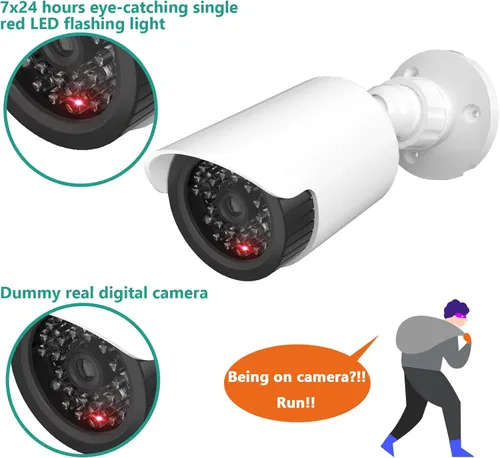 Miniatura 2 de WALI Cámara falsa de seguridad domo, cámara de vigilancia de seguridad CCTV, cámaras para interiores y exteriores, con una luz LED, calcomanías