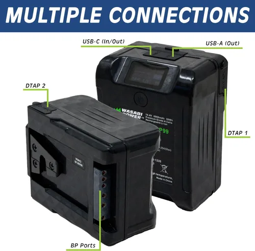 Miniatura 2 de Wasabi Power Batería recargable de iones de litio con bloqueo en V (99 Wh, 14.4 V, 6900 mAh) para videocámara de difusión, compatible con cámaras