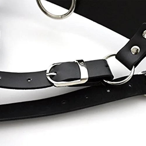 Miniatura 6 de Correa forzada de cuero con vibrador, arnés eléctrico de cintura fijo, soporte para cinturón de amarre (varita o vibrador no incluidos)