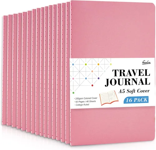 Miniatura 10 de feela - Paquete de 16 cuadernos de tapa suave a granel, cuadernos rayados universitarios para el trabajo para mujeres y niñas, diario de viaje