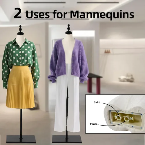Miniatura 5 de Maniquí femenino, pantalones colgantes y faldas Maniquí de vestido con soporte, altura ajustable Torso para ropa, exhibición de joyas, costura, negro