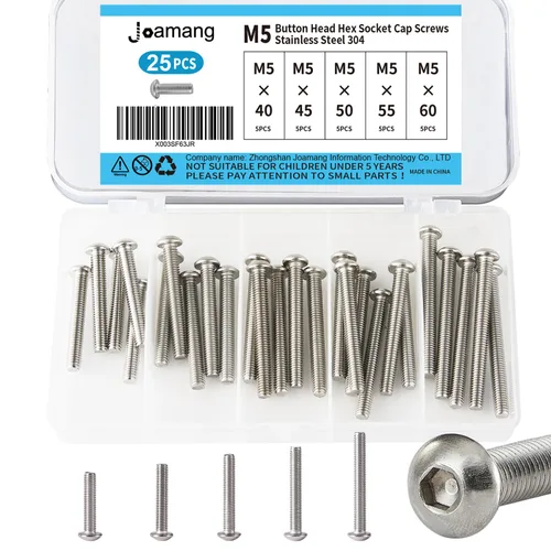 Miniatura 15 de M5 x 10 mm, 14 mm, 18 mm, 20 mm, 25 mm Tornillos de cabeza hexagonal, Acero inoxidable 304, unidad hexagonal Allen métrica, acabado brillante