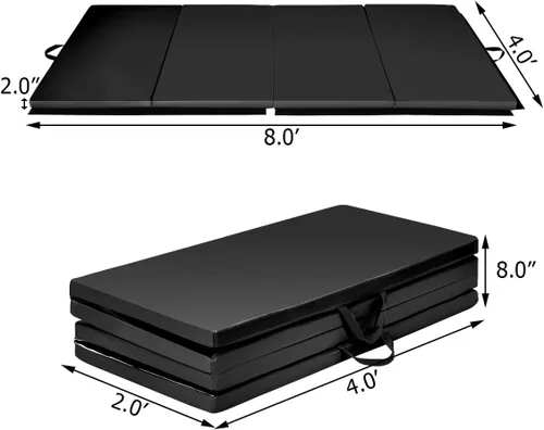 Miniatura 5 de Giantex 4'x8' Gymnastics Mat, 2" Thick Folding Tumbling Mat with Carrying Handles, Foldable Gym Mat with Hook and Loop Fastener, Cheer Mats for Kids