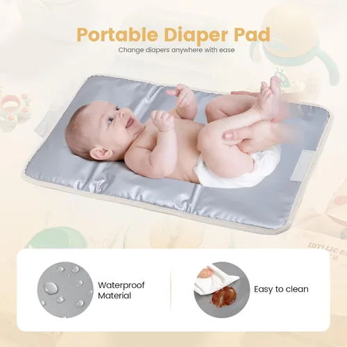 Miniatura 3 de LOVEVOOK Mochila para pañales, bolsa de pañales acolchada para bebé con bolsillos aislados, mochila de pañales de viaje para niños y niñas con Beige