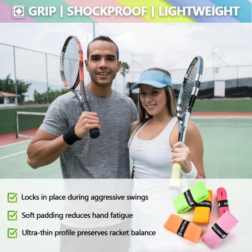 Miniatura 3 de Paquete de 15 Cintas de Agarre para Raqueta de Tenis, Cinta de Agarre de Raqueta de Tenis de PU Precortada Antideslizante con Sensación Seca, Multi