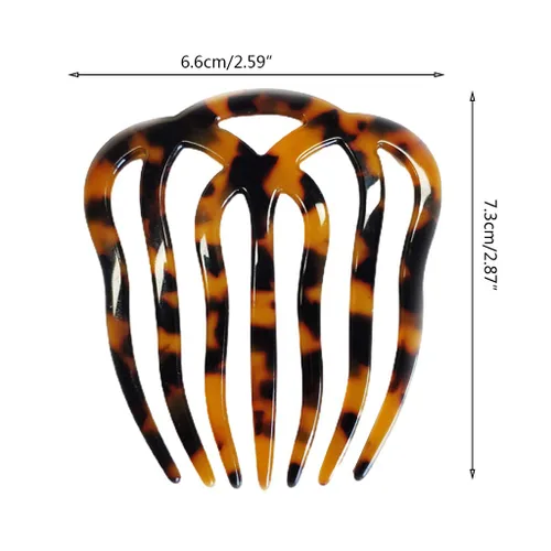 Miniatura 7 de Twist Hair Side Comb Hollow Out 7 Teeth Acetate Antistatic Hairpin Vintage Tortoise for Shell Barrette C