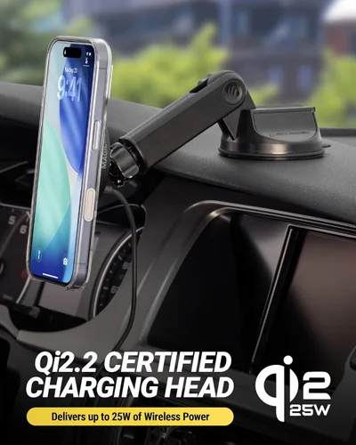 Miniatura 3 de Scosche MPQTRDV Qi2 MagSafe - Cargador de coche de 25 W de carga inalámbrica rápida para ventilación o tablero, soporte magnético para teléfono