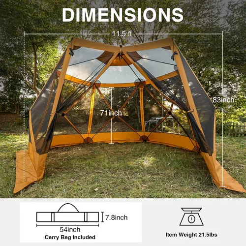 Miniatura 8 de EVER ADVANCED Tienda de campaña emergente para patio trasero, 11.5 x 9.8 pies, Tienda de campaña instantánea con pantalla y mosquitero, naranja