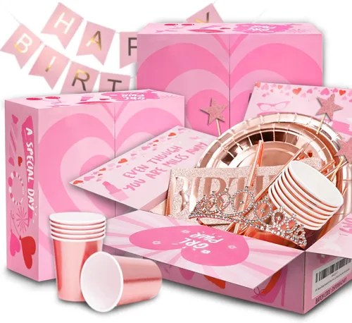Miniatura 3 de 253 decoraciones de cumpleaños para mujer, decoraciones de fiesta de oro rosa, decoraciones de feliz cumpleaños, kit de soporte para globos, kit