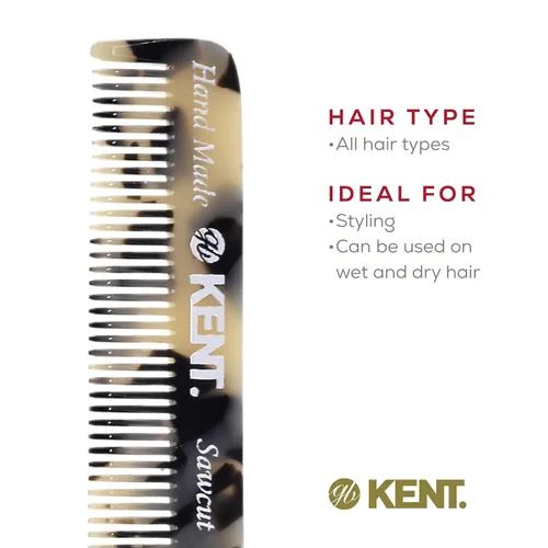 Miniatura 6 de Kent 20T TW - Peine de bolsillo plegable hecho a mano para hombres, peine alisador de pelo de dientes finos para el cuidado diario del cabello