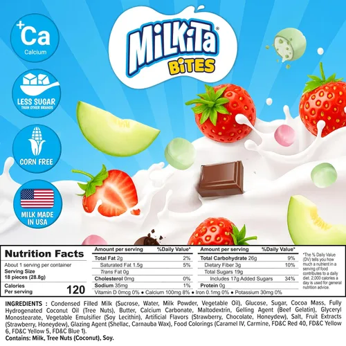 Miniatura 5 de Milkita Bites - Caramelos de leche – Dulces saludables bajos en azúcar con leche real para niños y adultos – Tamaño de bocado, caramelo sin gluten