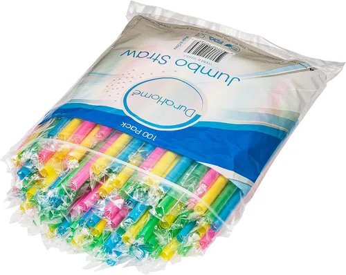 Miniatura 2 de Pajitas jumbo extra anchas para batidos, envueltas individualmente, paquete de 100 pajitas de batido sin BPA de 0.47 pulgadas, multicolor, grandes