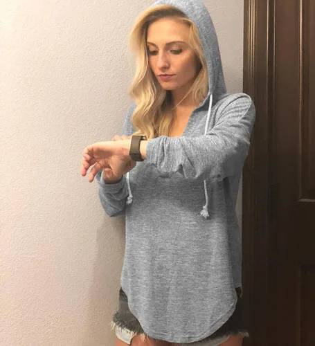 Miniatura 3 de NEKOSI Sudaderas con capucha y cuello en V de manga larga para mujer