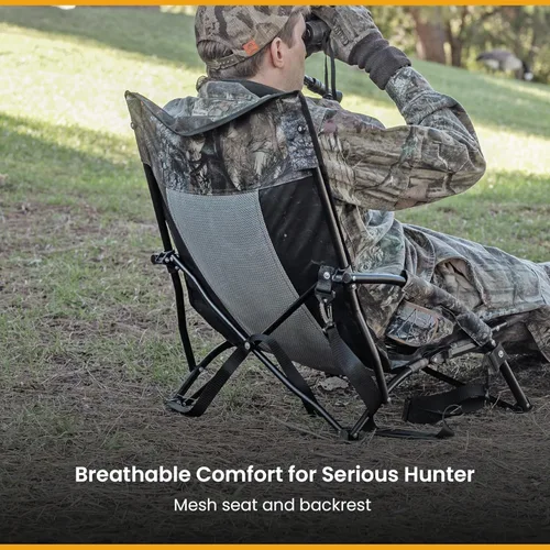 Miniatura 6 de ARROWHEAD OUTDOOR Silla ciega plegable portátil de caza de pavos con reposabrazos acolchado, pies sin hundimiento y correa para el hombro, Camuflaje
