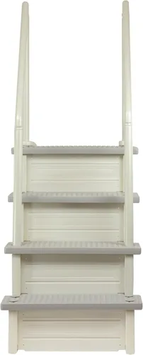 Miniatura 3 de Aqua Select Everest en escalones de piscina Blanco perla con peldaños gris nube para piscinas sobre el suelo Montaje en cubiertas de 48 a 54