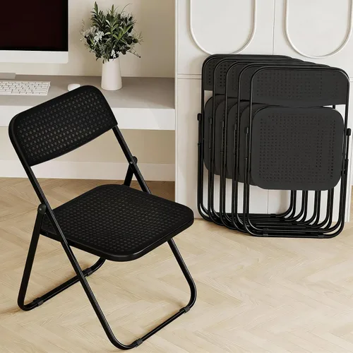 Miniatura 10 de JPBSTO Sillas plegables, marco de acero de capacidad de 300 libras, plegables para fiestas en interiores y exteriores, paquete de 2, color negro