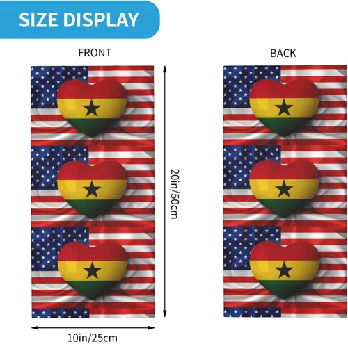 Miniatura 2 de Neck Gaiter Ghana Ghanaian American Flag USA Love Face Cover Scarf Uv Sun Protection Balaclava Head Mask for Men Women Fishing Mask Hiking Cycling