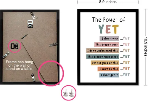 Miniatura 5 de The Power of Yet Print - Póster de terapia de oficina, decoración de pared para habitación de niños, póster bohemio para aula, mentalidad