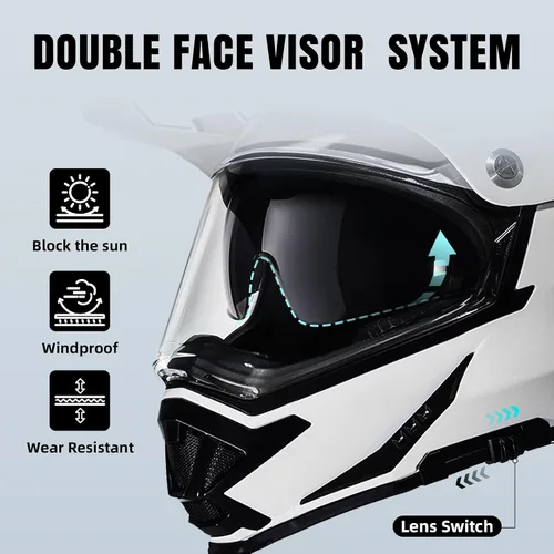 Miniatura 4 de TRIANGLE - Cascos de motocicleta para adultos, para bicicleta de tierra, ATV, deportes duales, casco integral con visera tintada, aprobado por DOT