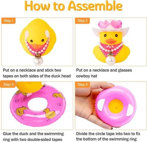 Miniatura 4 de wonuu Decoración de coche de pato de goma, accesorios para automóvil, adorno para tablero de instrumentos con sombrero de vaquero occidental, anillo
