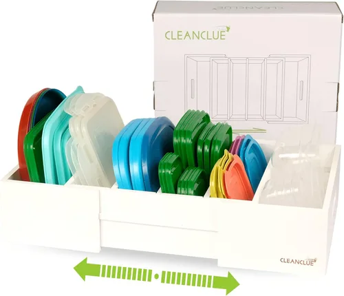 Miniatura 7 de CLEANCLUE Organizador Expandible de Gabinete de Cocina para Tapas de Contenedores de Almacenamiento de Alimentos, Organizador de Cajón de Bambú