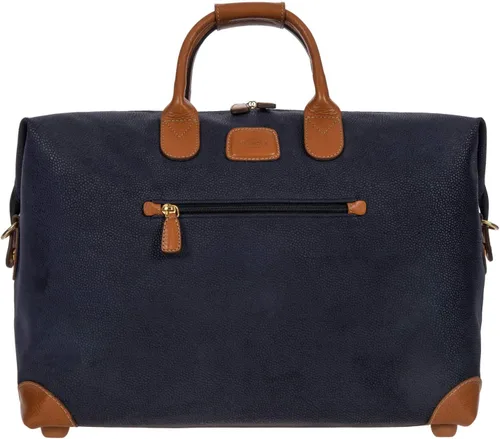 Bric's LIFE - Bolsa de lona tipo cargo, para viaje de lujo con gamuza sintética resistente al agua y detalles de cuero, 18 pulgadas, color azul