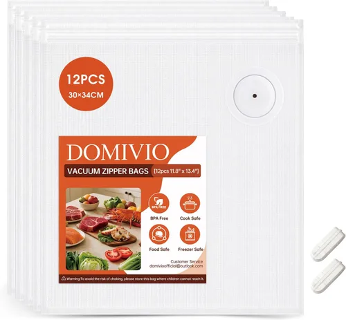 Miniatura 9 de Bolsas selladoras al vacío con doble cremallera, bolsas reutilizables sin BPA, bolsas de almacenamiento de alimentos para preparación de comidas