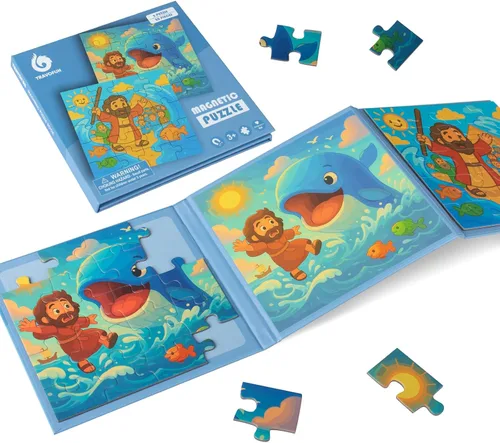 Rompecabezas magnéticos de 20 piezas para niños de 3, 4, 5 y 6 años, libro de rompecabezas de sirena, de madera, juegos y juguetes de viaje Jonás y