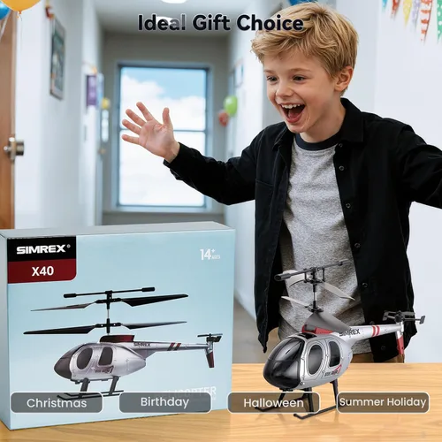 Miniatura 7 de SIMREX Helicóptero RC, Juguete de Helicóptero a Control Remoto para Niños y Principiantes, Retención de Altitud, 2 Velocidades, 2 Baterías, Regalo