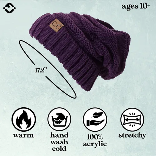 Miniatura 79 de Funky Junque Gorro de moda de punto trenzado de talla extragrande, grueso, abrigado, suave y holgado