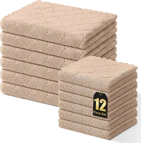 Miniatura 43 de Homaxy - Paquete de 12 trapos de cocina (10 x 10 pulgadas, morado), de terciopelo coral, supersuaves y absorbentes, de secado rápido, paño