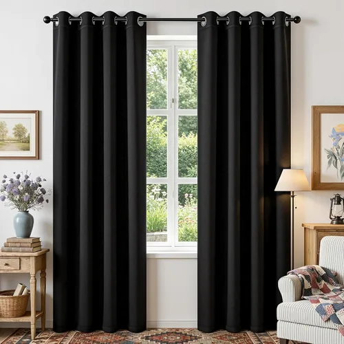 Miniatura 64 de Joydeco - Juego de 2 paneles de cortinas opacas de 63 pulgadas, 2 cortinas largas con aislamiento térmico burg, cortinas de oscurecimiento