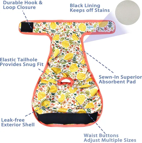 Miniatura 43 de Leekalos Pañales reutilizables lavables para perras, pañales para perras, altamente absorbentes, pañales ajustables para cachorros, pañales