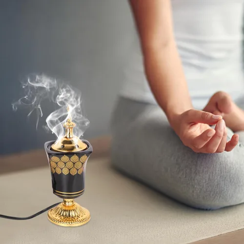 Miniatura 4 de Quemador eléctrico de incienso estilo Oriente Medio, cerámica con enchufe, para aromaterapia, Bakhoor, quemador para el hogar, yoga, meditación
